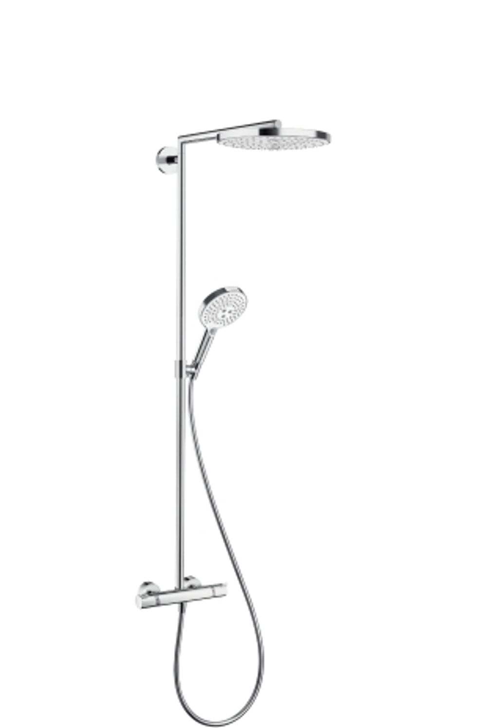 https://raleo.de:443/files/img/11eeea254bc6bfb092906bba4399b90c/size_l/Hansgrohe-HG-Showerpipe-Raindance-Select-weiss-chrom-mit-Kopfbrause-S-240-2jet-27129400 gallery number 1